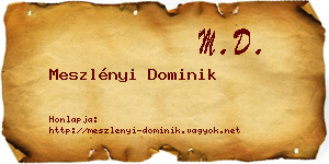 Meszlényi Dominik névjegykártya
